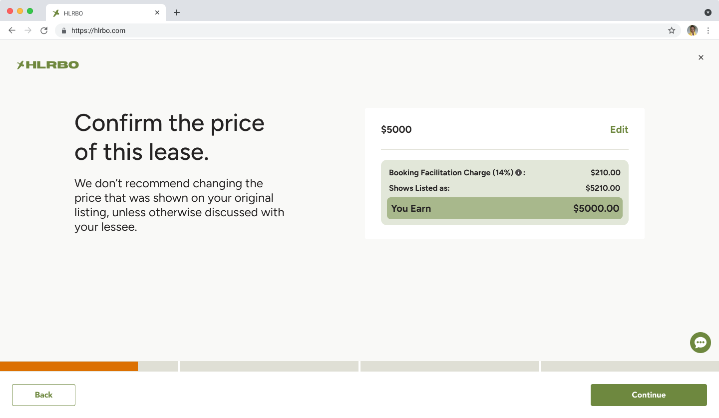 Confirm the price of this lease
